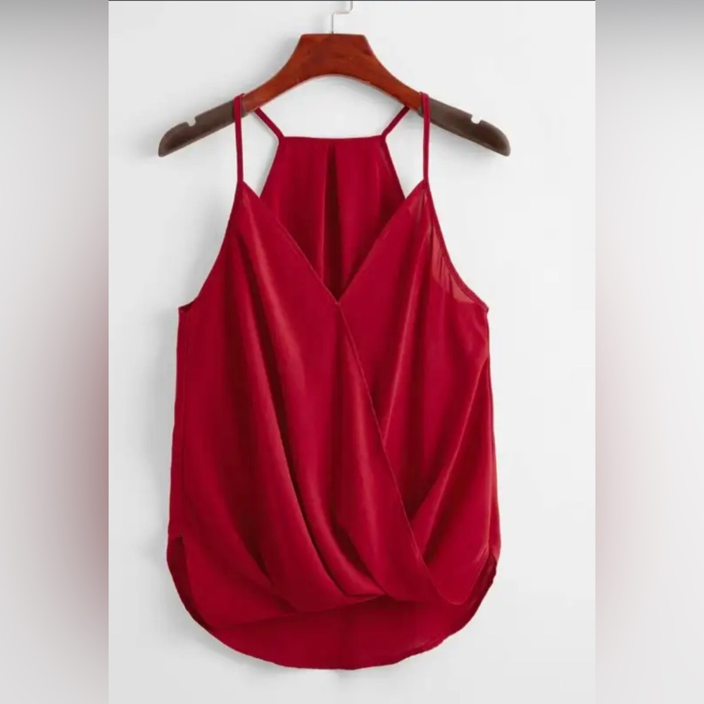 5 plus size wrap curved hem cami top hi-low